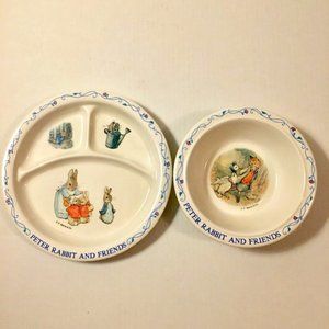 F. Warne & Co Beatrice Potter Plate Bowl Set Melamine 1980s Peter Rabbit